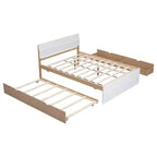 Lit plateforme complet avec tiroirs, cadre de lit en bois massif avec tête et pied de lit pour chambre à coucher