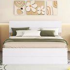 Lit plateforme complet avec tiroirs, cadre de lit en bois massif avec tête et pied de lit pour chambre à coucher