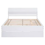 Lit plateforme complet avec tiroirs, cadre de lit en bois massif avec tête et pied de lit pour chambre à coucher