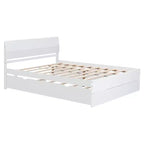 Lit plateforme complet avec tiroirs, cadre de lit en bois massif avec tête et pied de lit pour chambre à coucher