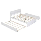 Lit plateforme complet avec tiroirs, cadre de lit en bois massif avec tête et pied de lit pour chambre à coucher