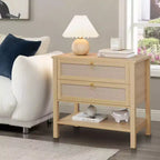 Table de chevet en rotin avec 2 tiroirs et étagère de rangement, Table de chevet de style ferme moderne, Tables d'appoint pour salon, chambre à coucher