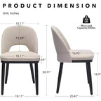 Chaise de salle à manger en bois, Chaise de cuisine rembourrée, Tissu en lin moderne, Dossier haut, Beige