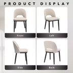 Chaise de salle à manger en bois, Chaise de cuisine rembourrée, Tissu en lin moderne, Dossier haut, Beige