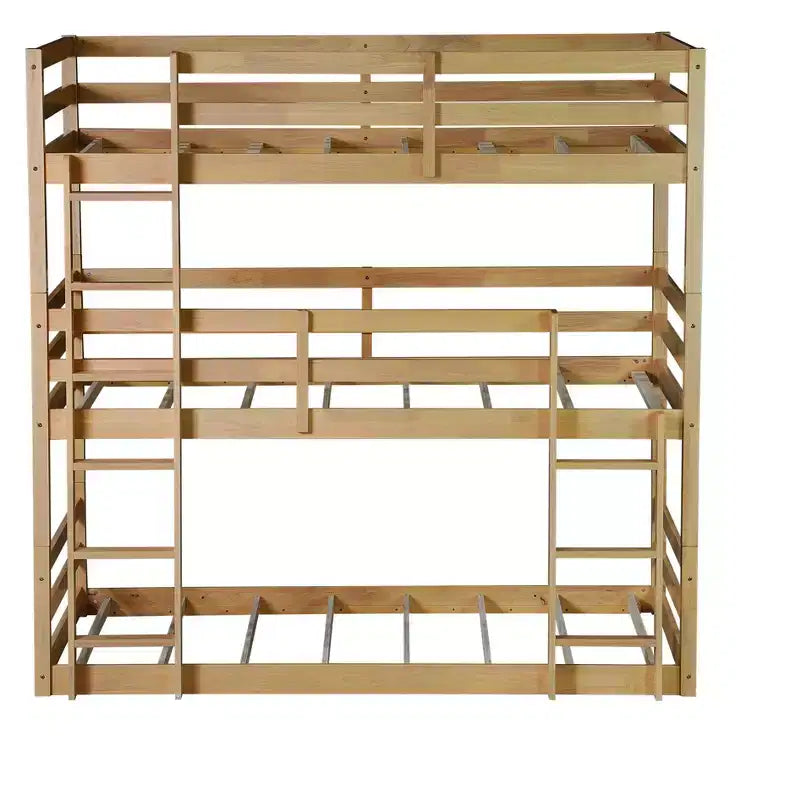Lit superposé triple en bois avec 2 échelles intégrées