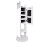 Karl Home Bow Kids MDF Jewelry Cabinet in White Jewelry Armoire with Rotatable Base, 1 Door and 1 Shelf