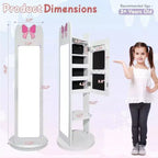 Coiffeuse pour enfants en MDF avec base rotative, 1 porte et 1 étagère