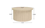 Table basse gigogne ronde avec pieds en grain de bois et espace de rangement