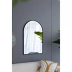 Miroir mural arqué noir de 24 x 36 pouces avec cadre en métal